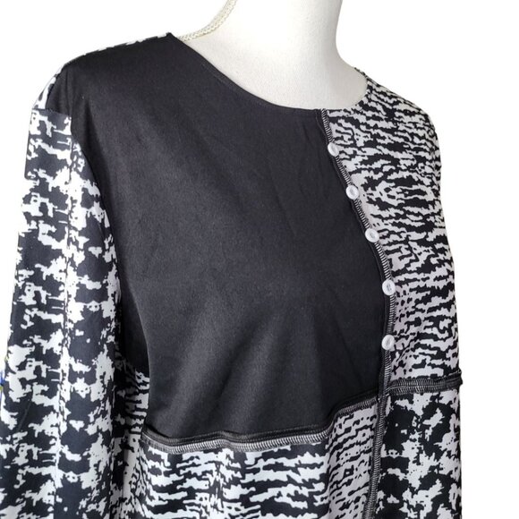 Square Pattern Blouse Patch Buttons Quilted Style Womens XL Unbranded Cotton Mix - Picture 4 of 13